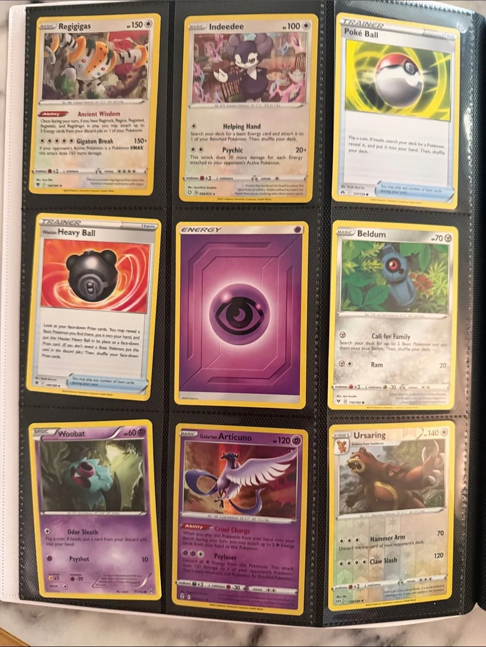 Pokemon Card Binder pages of cards - lots of sets